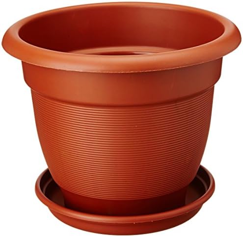 Easy Gardening 10" Elegance Gardening Planters and Trays - Premium Plastic Pots (24, Brown)