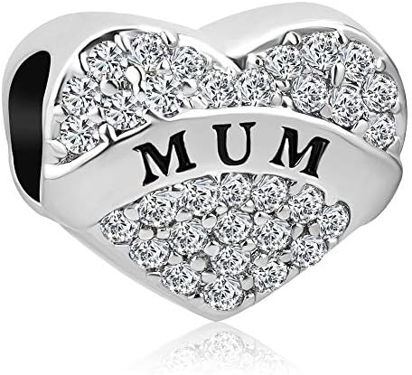 UNIQUEEN Clear Crystal Rhinestone Heart Charms fit Charm Bracelet & Necklace