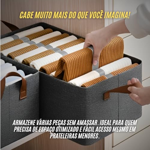 Kit 4 Cesto Organizador Multiuso Grande Reforçado e com Alça Capacidade 25 Litros Caixa Organizadora Impermeável e Lavável para Armário, Guarda Roupa, Banheiro, Cozinha