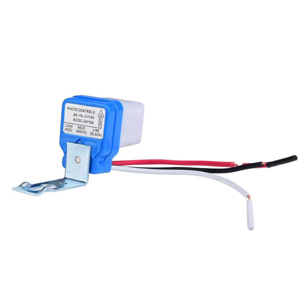 Adjustable Street Light Photocell Photoswitch Intelligent Sensor Light Control Switch Automatic Auto On/Off Automatic Switch Sensor AC 12V/24V/110V 10A(AC 24V)