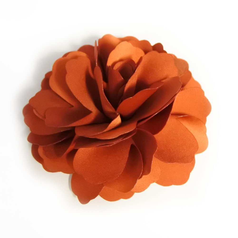 Meilliwish Camellias Flower Hair Clip and Brooch Pin (A74)(Orange)