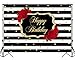 Mocsicka Red Rose Happy Birthday Backdrop Stripes Dots Birthday Photography Background 7x5ft Vinyl Women Birthday Party Banner Backdrops