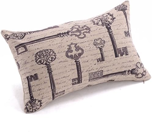 Hmlover Home Decorative Pillowcase Cotton Linen Throw Pillow Cushion Cover Rectangle Lumbar 30*50CM Antique Key 0072