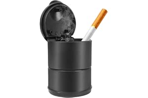 SMILFUY Portable Car Ashtray With Lid, Smell Proof Windproof Detachable Auto Truck Ashtray, Smokeless Self-Extinguishing Cigarette Ashtray Cup Holder, Mini Trash Can Organizer Car Ashtray for Office, Home