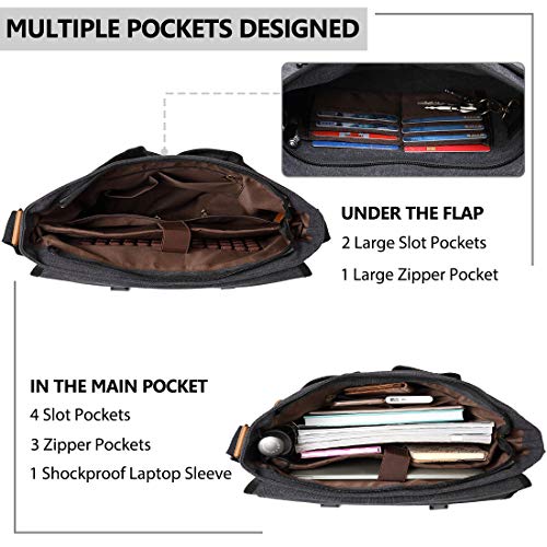 Vonxury Mens Messenger Bag Vintage Canvas 15 inch Laptop Bag Large Satchel Bag