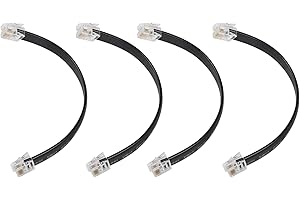 HAWAKA 6 Inch Short RJ12 Straight Wired Cable 6P6C Male to Male Flat Telephone Cord,RJ12 Telephone Cord,Compatible with Data 