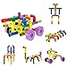 FUNTOK Tube Building Blocks Set Assembling Toys DIY Pipeline Blocks with Wheels 72 pcs Interlocking Set Construction Building Blocks for Kids
