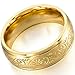MOWOM 7mm Wedding Rings for Mens Women Water Resistant Stainless Steel Promise Bands Engraved Florentine Design (Gold Color, 7 Size)