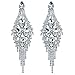 CHRAN Silver Teardrop Crystal Long Tassels Dangle Earrings Sparkling Rhinestone Ladies Gifts