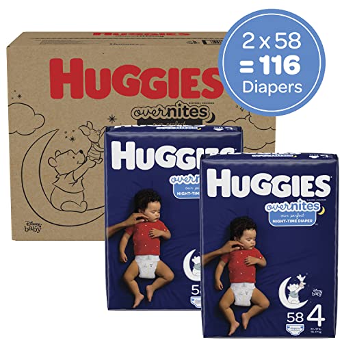 Huggies Overnites Nighttime Baby Diapers Size 4 (2237 lbs), 116 Ct