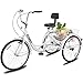 CLIENSY 24″ Adult Tricycle, 7-Speed 3 Wheel Bike Trike Cruise Bike w/Large Size Basket for Recreation, Shopping, Exercise (White)thumb 1