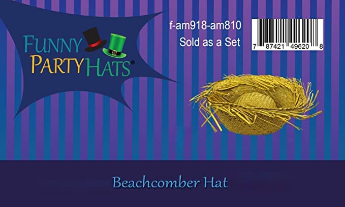 Funny Party Hats Beachcomber Hat – Hawaiian Luau Hat – Farmers Hat