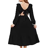 blibean Tween Girls Tie Back Dresses Embroidery Sleeve Size 6-15 Years