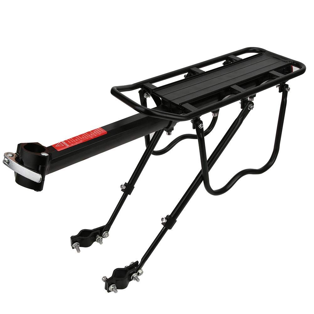 needlid Stylish Rear Bike Shelf, Black Luggage Carrier, Positioning for Bike Rack Replacement Bike Seatpost Bike Accessories(All aluminum alloy)