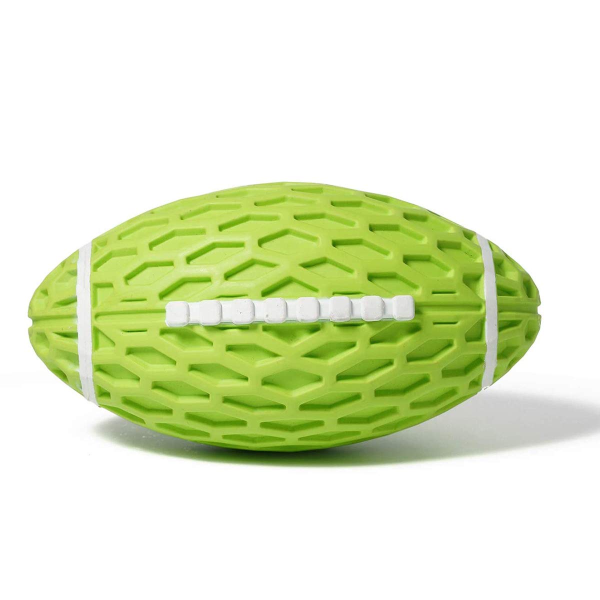 BDUK Dog Chew Toys Pet Squeaky Ball Durable Rubber Interactive Trainning Rugby Toy Indestructible Christmas Fun Dog Ball Teeth Cleaning Fetch Ball for Large/Medium/Small Dogs(Green)
