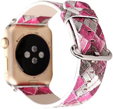 Bands for Apple Watch 38mm, JimBird PU Leather Strap Wrist Band Colorful Stripes Replacement with Stainless Metal Clasp for Apple Watch Series 3, Series 2, Series 1, Edition