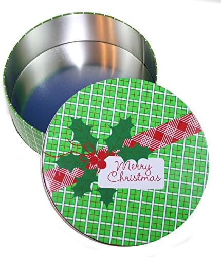 Expressive Designs Holiday Cookie Tins - Large (Holly Plaid)