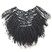 Luwigs Afro Kinky Curly 4B 4C Clip in Hair Extensions for African American Women Real Brazilian Virgin Human Hair Clip Ins Natural Color 7pcs/set (18 inches, Afro Kinkys Curly)