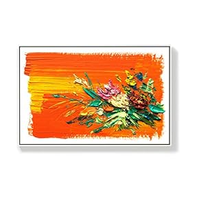 Framed Canvas Home Artwork Decoration Oil Flowers Canvas Wall Art for Living Room, Bedroom - 16x24 inches