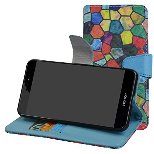 P8 Lite 2017 / Honor 8 Lite Case,Mama Mouth [Stand View] Premium PU Leather [Wallet Case] With Card Slots Cover For HuaWei P8 Lite 2017 / Honor 8 Lite Smartphone,Stained Glass