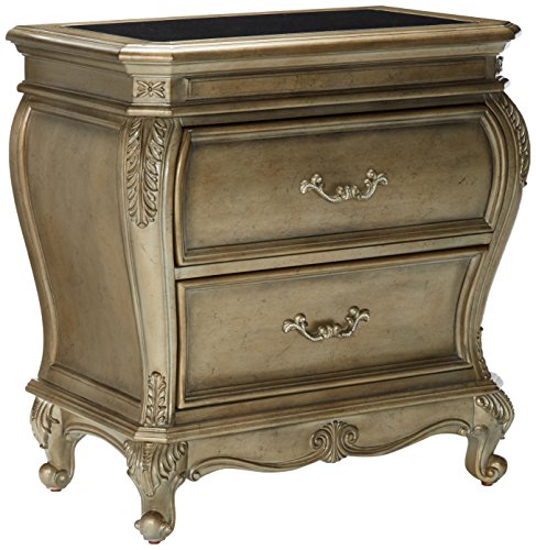 ACME Chantelle Antique Platinum Nightstand with Granite Top