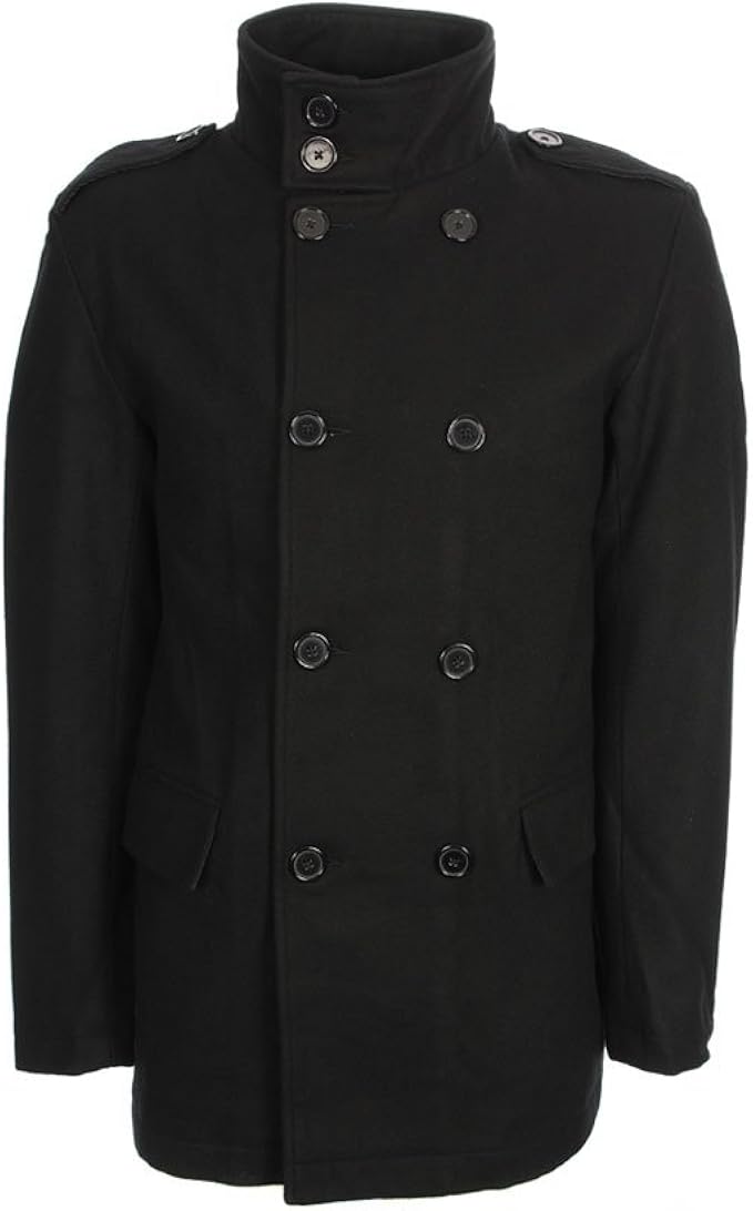 Mens Long Button Black Coat XLarge Amazon.co.uk Clothing