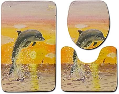 LLWYH Alfombra De Baño 3D Dolphin Juego De 3 Piezas Alfombra