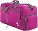 Bago Large Foldable Duffel Bags for Traveling Women & Men - 80L Packable Duffle Bag for Travel with Shoe Compartment - Water Repellant, Heavy Duty, Lightweight Folding & Collapsible (Pink)