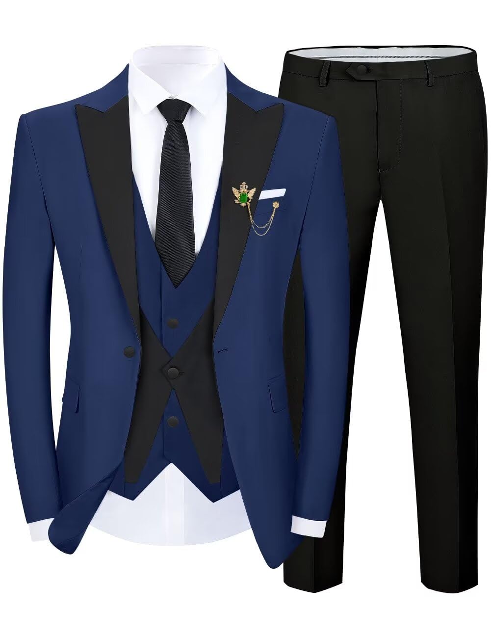 SPTALLFITJSV Navy Blue Tux Mens Suits for Wedding 3Piece Groomsmen