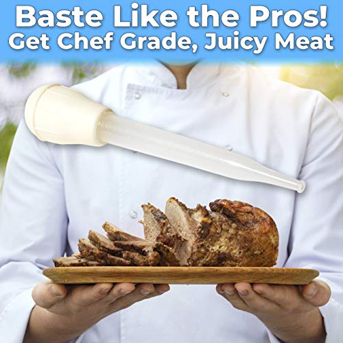 BPA Free, Pro Grade Turkey Baster 2 Pack. Extra Large 11 Inch Bulb Basters with Measuring Lines