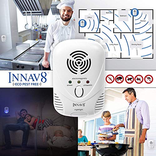 INNAV8 Ultrasonic Pest Repeller Plug-In - ALL NEW 2019 Pest Reject For Indoor with 2-Band Tech - Pest Defender Against Insects Mice Ants Roaches Mosquitoes - Pest Control Ultrasonic Repellent (2-Pack)