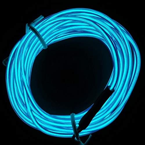 MuLucky EL Wire Tube Rope Battery Powered Flexible Neon Light Car Party Wedding Decoration With Controller (3M/9FT, Blue)
