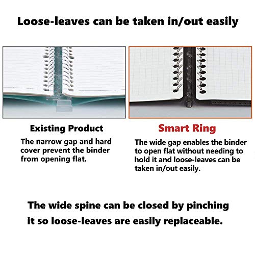 Kokuyo Campus Smart Ring Binder - B5-26 Rings/Light Pink x 5 Packs and Pre-Dotted Loose Leaf Paper and Color Index and Original Sticky Note Set (Light Pink) - Thumbnail 3
