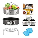 Pressure Cooker Accessories 6 Quart 8 Qt for Instant Pot, Steamer Basket Springform Pan Egg Trivet Silicone Mitts Cookbook Magnets Receipt, SS304 Stainless, Compatible with Instapot Duo 6 Qt 8 Quart