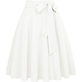 Belle Poque Women's High Waist A-Line Pockets Skirt Skater Flared Midi Skirt Vinage Skirt
