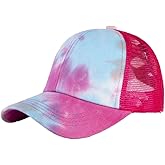 Girl's Criss Cross Trucker Hat Messy Bun High Ponytail Baseball Cap for Kids Ponycap