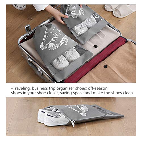 Portable Travel Shoe Bags Shoes Organizer Space Saving Storage Bag with Clear View Window for Men and Women (10 Pack, Medium)