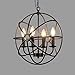 BAYCHEER Metal Round Cage Pendant Lights Industrial Vintage Retro Black Iron Global Pendant Lamp Fixture Hanging Lighting Chandelier with 4 E12 Blub Bases for Restaurant,Bar,Living Room,UL Listed