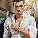 WISTIC Black Bracelet with Stainless Steel Bangle Cuff and Magnetic-Clasp Plain Polished for Men Boy (Black)