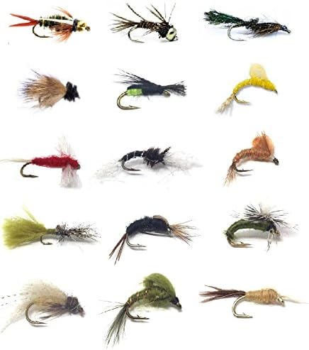 Feeder Creek Wet Flies Assortment, 15 Popular Fly Fishing Patterns for Trout Fishing and Other Freshwater Fish (2 of Each Type), Includes Bead Head Prince, Emergers, Mayflies and More