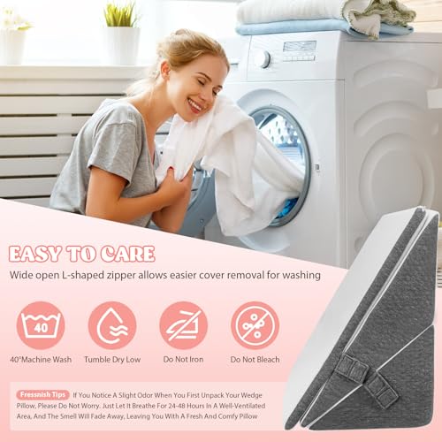 Aofesel 3pcs Bed Wedge Pillow, Antireflux Pillow Adults, Adjustable Triangular Pillow, Ergonomic Reflux Pillows for Sleep Apnea, Acid Reflux, Leg Elevation