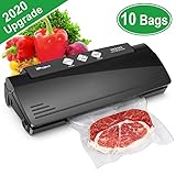 Vacuum Sealer, Automatic Food Vacuum Sealer Machine for Food Preservation, Multifunction Vacuum Sealing System with 10 Seal Bags and 1 Cutter, Dry and Moist Modes Compact | ETL & UL Safety Certified Black