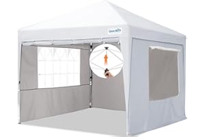 Quictent Easy Pop up Canopy Tent 10'x10' with 4 Detachable Window Sidewalls, One Person Setup, Waterproof Outdoor Portable Vendor Event Tent Shelter Enclosed, Wheeled Bag Included