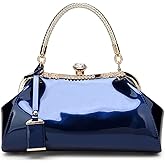 ROUROU Glossy Patent Leather Handbag for Women Top Handle Tote Bag Evening Shoulder Bag Wedding Satchel Retro Purse