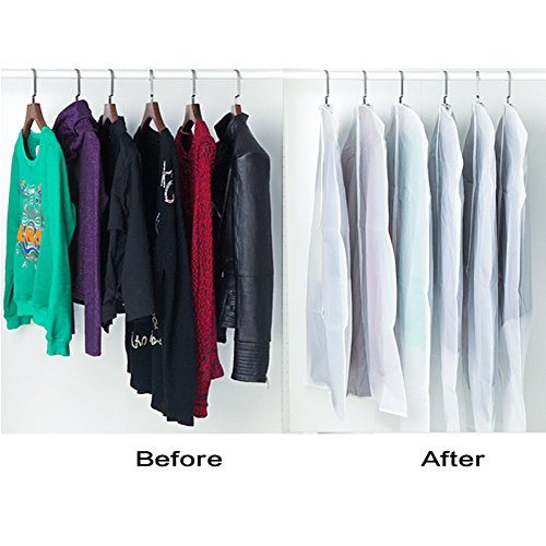 Bringsine Top Quality See-Through Travel Garment Suit Clothes Covers Bags clothes Organizer Dress Dustproof Storage Zipper Bags Protector 40 Inches Long, Pack of 5 (60x100CM)