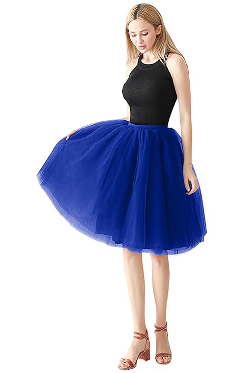 MisShow Damen hübsche 4 Lage Tüllrock Petticoat Rock Ballettrock 60-106cm,in 18 verschiedne Farben