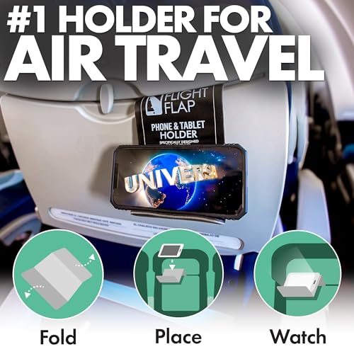 Flight Flap Airplane Phone Holder - Foldable Plane Phone Stand for Travel - Flexible Mobile Stand for Desk & Bed - Flight Mobile Holder Desk - Accessories Travel Essentials For Flying (Black)