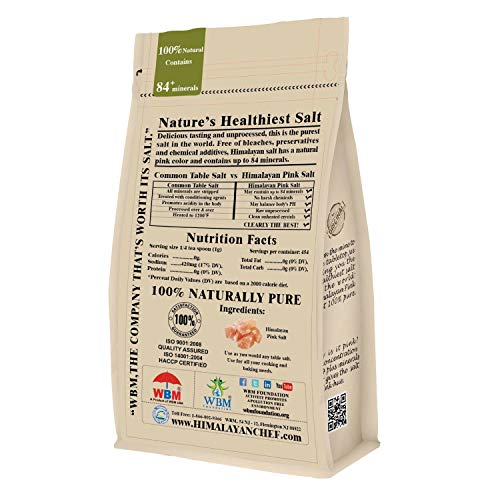 HIMALAYAN CHEF PINK HIMALAYAN SALT COARSE GRAIN, 2 LBS BAG – PURE, NATURAL, KOSHER, MINERAL-RICH, IDEAL FOR GRINDER REFILLS, COOKING, SEASONING