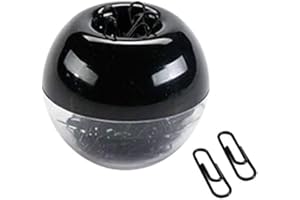 MULTIBEY Clear Black Magnetic Paper Clips Holder Dispenser with 100pcs 1.1" Paper Clips Metallic Bookmark Collection Office Desk Organizer Decor for Men Women