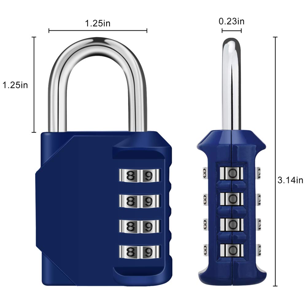 Long Padlock 2 Pack Fence Combination Lock 4 Digit Combination Padlock